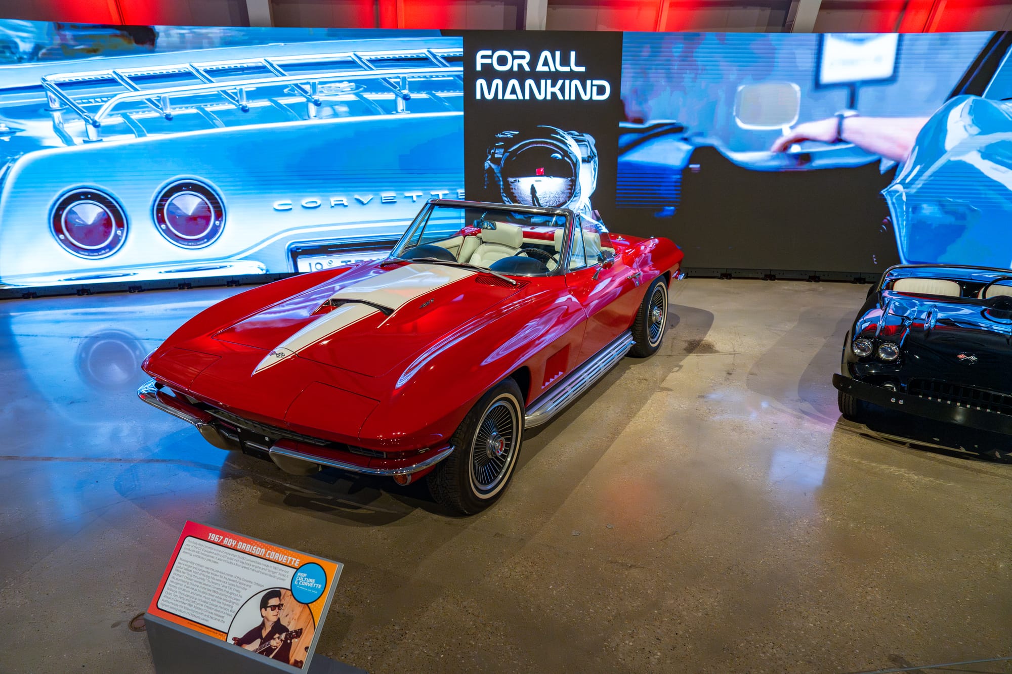 Red corvette at the National Corvette Museum in Bowling Green, Kentucky.