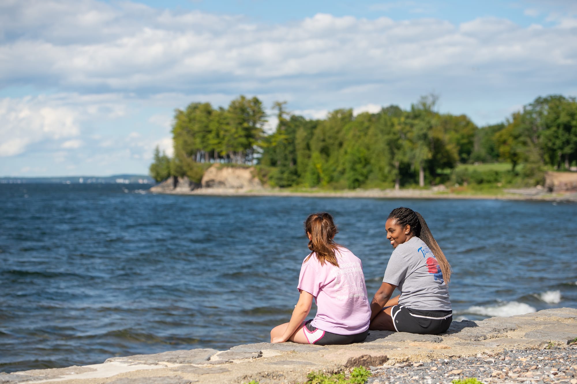Enjoying the water at Shelburne Farms in Vermont.